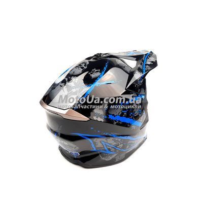 Шлем кроссовый EXDRIVE (size: L, черно-синий глянцевый, EX-806 Spider)