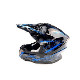 Шолом кросовий EXDRIVE (size: S, чорно-синій глянцевий, EX-806 Spider)