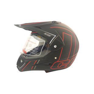 Шолом кросовий EXDRIVE з візором (size: XS, чорно-червоний, EX-803)
