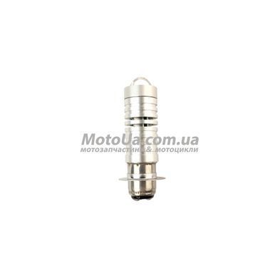 Лампа фари P15D-25-1 12V 35/35W (діодна, лінза, сірий корпус 1 пелюстка)