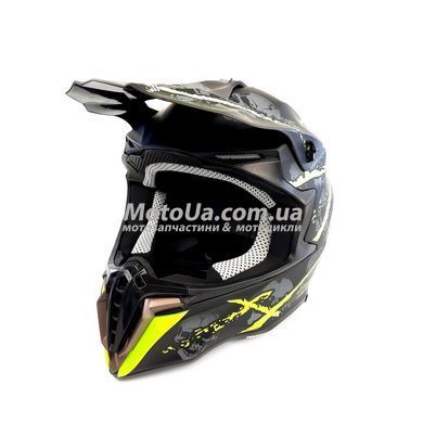 Шолом кросовий EXDRIVE (size: M, чорно-зелений матовий, EX-806 Spider)