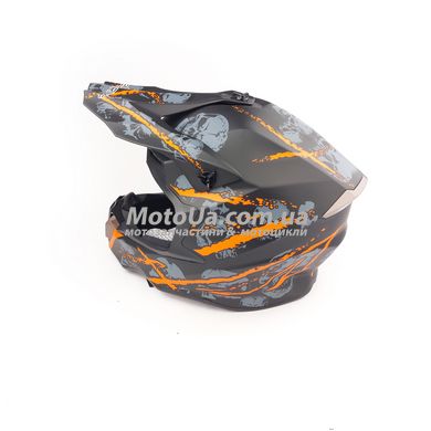 Шлем кроссовый EXDRIVE (size: M, черно-оранжевый матовый, EX-806 Spider)