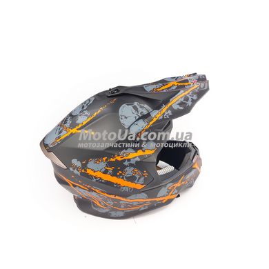Шлем кроссовый EXDRIVE (size: M, черно-оранжевый матовый, EX-806 Spider)