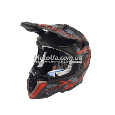 Шолом кросовий EXDRIVE (size: M, чорно-червоний матовий, EX-806 Spider)