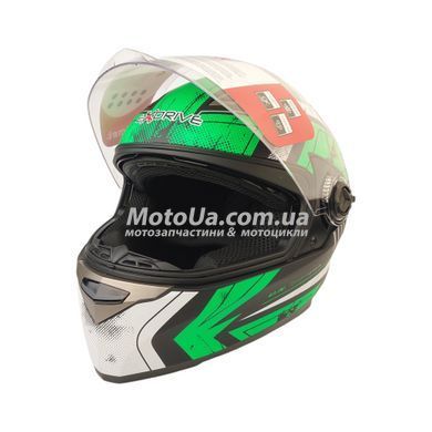 Шлем закрытый интеграл EX-09 (size:M, черно-зеленый + очки, матовый) Exdrive