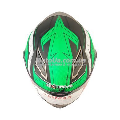 Шлем закрытый интеграл EX-09 (size:M, черно-зеленый + очки, матовый) Exdrive