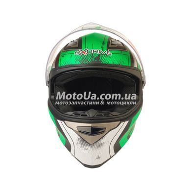 Шлем закрытый интеграл EX-09 (size:M, черно-зеленый + очки, матовый) Exdrive