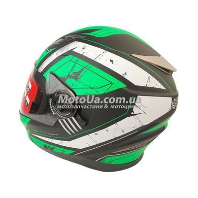 Шлем закрытый интеграл EX-09 (size:M, черно-зеленый + очки, матовый) Exdrive