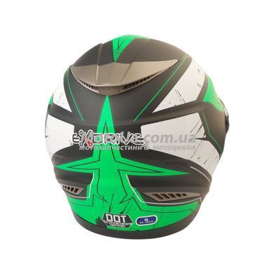 Шлем закрытый интеграл EX-09 (size:M, черно-зеленый + очки, матовый) Exdrive