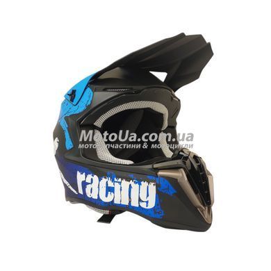 Шолом кросовий EXDRIVE (size: S, синьо-чорний матовий, EX-806 CRAZY)
