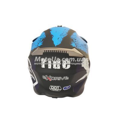 Шолом кросовий EXDRIVE (size: S, синьо-чорний матовий, EX-806 CRAZY)