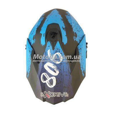 Шолом кросовий EXDRIVE (size: S, синьо-чорний матовий, EX-806 CRAZY)