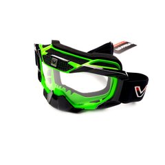 Очки кроссовые VEMAR MJ-1015С (черно-зеленые, стекло прозрачное)