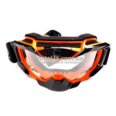 Очки кроссовые VEMAR MJ-1015С (черно-оранжевые, стекло прозрачное)