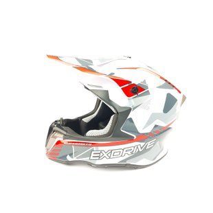 Шлем кроссовый EXDRIVE (size: S, бело-красный глянцевый, EX-806 MX)