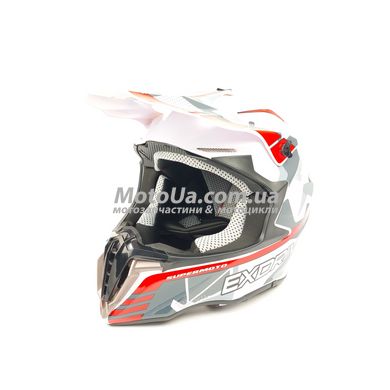 Шлем кроссовый EXDRIVE (size: S, бело-красный глянцевый, EX-806 MX)