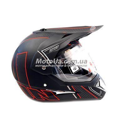 Шлем кроссовый EXDRIVE с визором (size: M, черно-красный, EX-803)