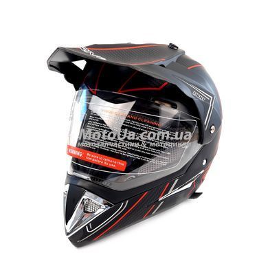 Шлем кроссовый EXDRIVE с визором (size: M, черно-красный, EX-803)