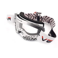 Очки кроссовые детские VEMAR VM-1018, бело-черные, визор безцветный
