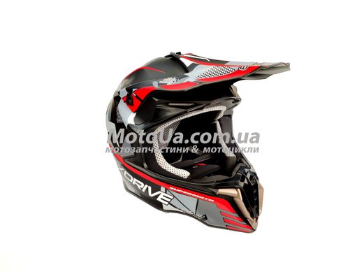 Шлем кроссовый EXDRIVE (size: S, черно-красный матовый, EX-806 MX)