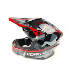 Шолом кросовий EXDRIVE (size: XL, чорно-червоний глянцевий, EX-806 MX)