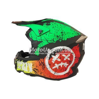 Шлем кроссовый EXDRIVE (size: L, зелено-черный матовый, EX-806 CRAZY)
