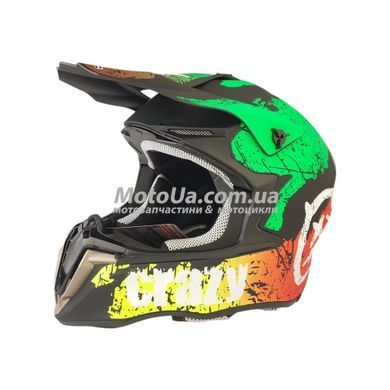 Шлем кроссовый EXDRIVE (size: L, зелено-черный матовый, EX-806 CRAZY)