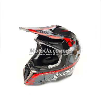 Шлем кроссовый EXDRIVE (size: L, черно-красный глянцевый, EX-806 MX)