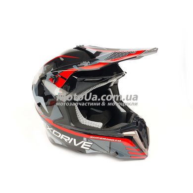 Шлем кроссовый EXDRIVE (size: L, черно-красный глянцевый, EX-806 MX)