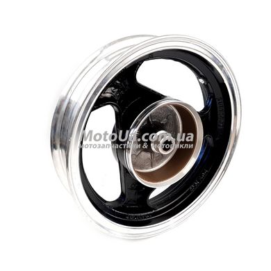 Диск колеса задний (литой) 12"-2.50, 19 шлицов, 3 спицы, барабан 130mm черно-серый