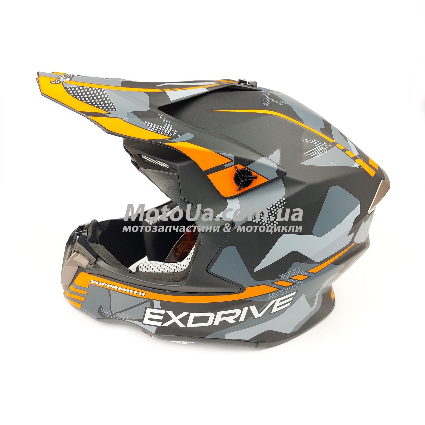 Шолом кросовий EXDRIVE (size: L, чорно-оранжевий матовий, EX-806