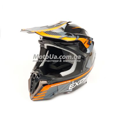 Шлем кроссовый EXDRIVE (size: M, черно-оранжевый глянцевый, EX-806 MX)