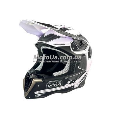 Шлем кросовий EXDRIVE (size: XS, чорно-білий матовий, EX-806 Carbon)