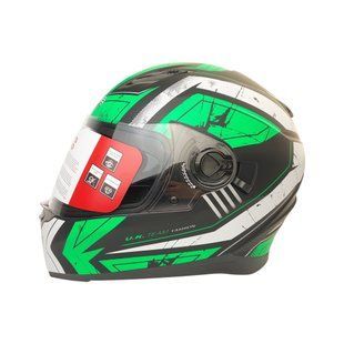 Шолом закритий інтеграл EX-09 (size:L, чорно-зелений матовий + окуляри) Exdrive