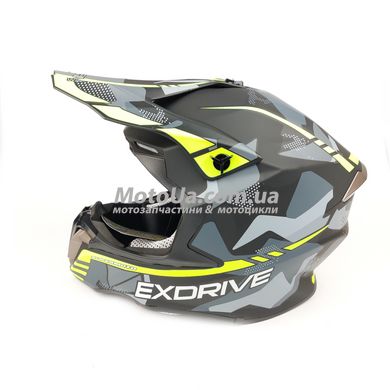 Шлем кроссовый EXDRIVE (size: XL, черно-зеленый матовый, EX-806 MX)