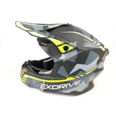 Шлем кроссовый EXDRIVE (size: M, черно-зеленый матовый, EX-806 MX)