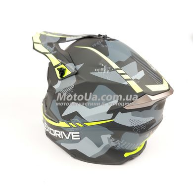 Шлем кроссовый EXDRIVE (size: L, черно-зеленый матовый, EX-806 MX)