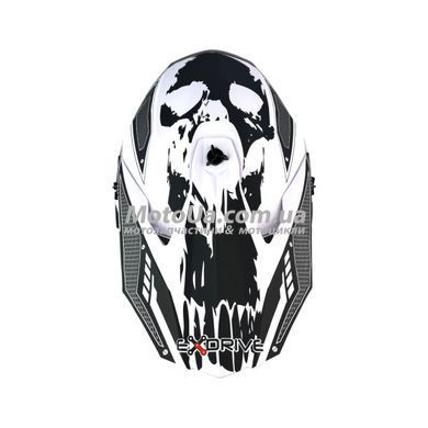 Шлем кроссовый EXDRIVE (size: L, черно-белый матовый, EX-806 Carbon)