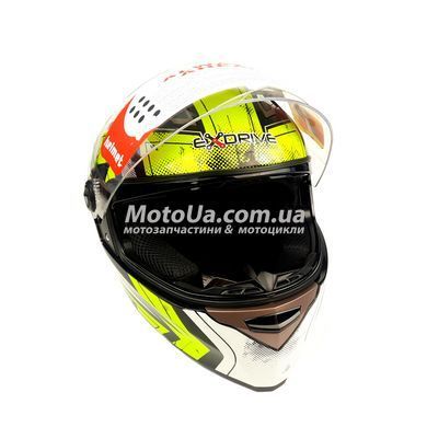 Шлем закрытый интеграл EX-09 (size:M, черно-зеленый + очки) Exdrive