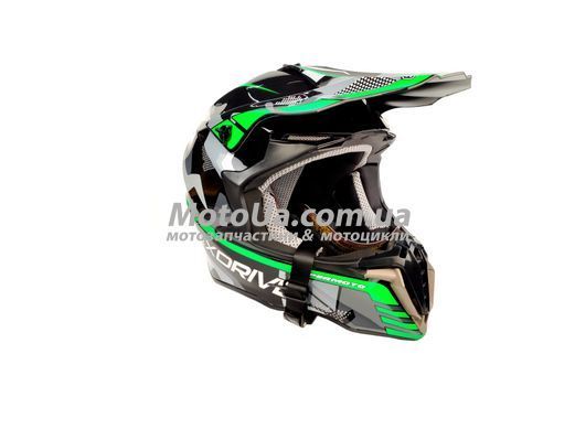 Шлем кроссовый EXDRIVE (size: XL, черно-зеленый глянцевый, EX-806 MX)