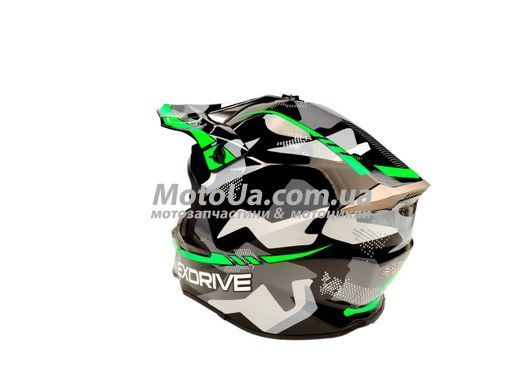 Шлем кроссовый EXDRIVE (size: XL, черно-зеленый глянцевый, EX-806 MX)