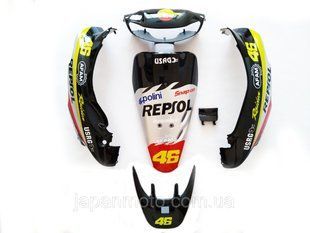 Комплект пластику HONDA DIO AF-35 (різнокольоровий) REPSOL сіро-чорний