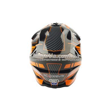 Шолом кросовий EXDRIVE (size: M, чорно-оранжевий глянцевий, EX-806 Dazzing)