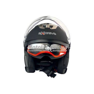 Шолом відкритий EXDRIVE + окуляри (size: M, чорний матовий, EX-586)
