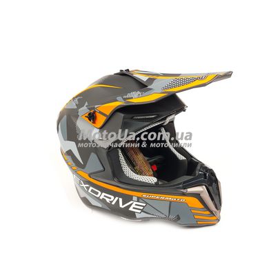 Шлем кроссовый EXDRIVE (size: M, черно-оранжевый матовый, EX-806 MX)