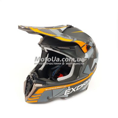 Шлем кроссовый EXDRIVE (size: M, черно-оранжевый матовый, EX-806 MX)