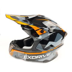 Шлем кроссовый EXDRIVE (size: L, черно-оранжевый глянцевый, EX-806 MX)