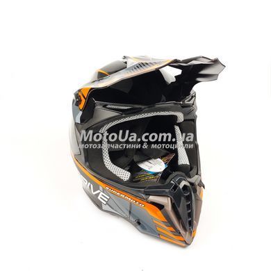 Шлем кроссовый EXDRIVE (size: L, черно-оранжевый глянцевый, EX-806 MX)