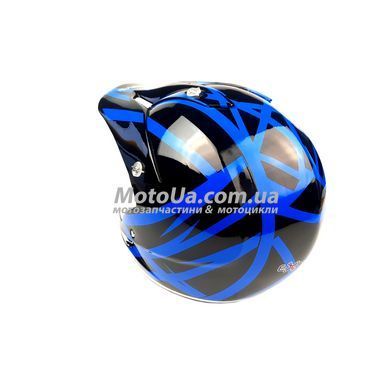 Шлем кроссовый EXDRIVE (size: S, черно-синий глянцевый, EX-802)