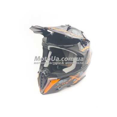 Шлем кроссовый EXDRIVE (size: S, черно-оранжевый глянцевый, EX-806 Spider)